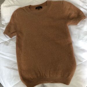 QUINCE 100% Cashmere sweater brown short sleeves small